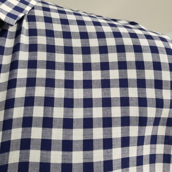 Zara Trafaluc Top Blue White Gingham Plaid Country Blouse Small Farm Checkered - Picture 6 of 8